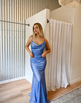 Blue Ashleigh Glitter Gown